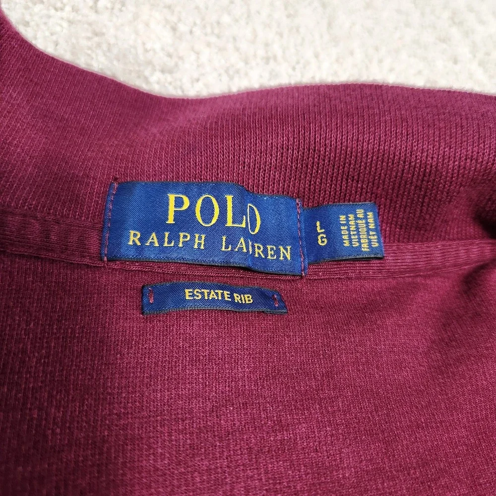 Polo Ralph Lauren 1/4 Zip Sweater Men Large Estate Rib‎ Cotton Minimal Luxury